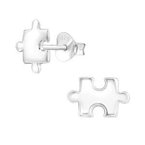 Sterling Silver Simple Stud Jigsaw Puzzle Piece Earrings